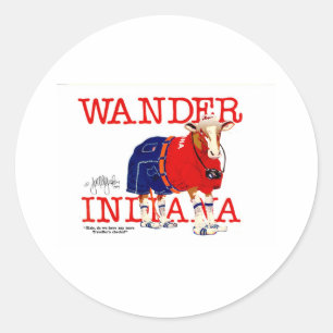 De Wander Indiana Cow Ronde Sticker