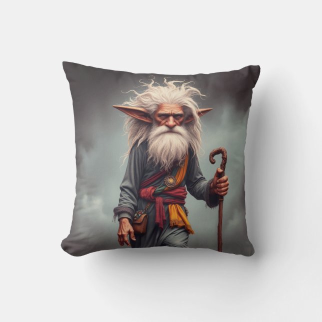 De Wandering Elf Wizard Kussen (Voorkant)