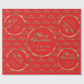 De Wang Family Faux Gold Foil Red Kerstmis Cadeaupapier (Vlak)