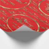 De Wang Family Faux Gold Foil Red Kerstmis Cadeaupapier (Hoek)