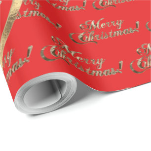 De Wang Family Faux Gold Foil Red Kerstmis Cadeaupapier