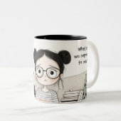 De wanhoop van een liefhebbende lezer tweekleurige koffiemok (Voorkant rechts)