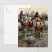 “De Wapenstilstand” Westerse kunst van Charles M R Briefkaart (Voorkant / Achterkant)
