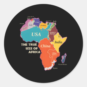 De ware grootte van Afrika Ronde Sticker