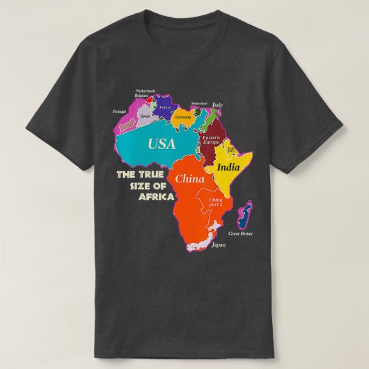 De ware grootte van Afrika T-shirt (Design voorkant)