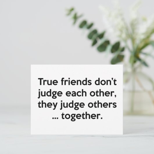De ware vrienden doen elkaar niet, ze beoordelen a briefkaart (Staand voorkant)