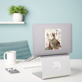 "De Ware Zal Komen" Japanse Kat Sticker (Laptop op bureau)