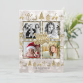 De warme Gouden & Witte Fonkeling van Wensen Feestdagenkaart (Staand voorkant)