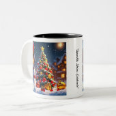 De warme omhelzing van de winter tweekleurige koffiemok (Voorkant links)