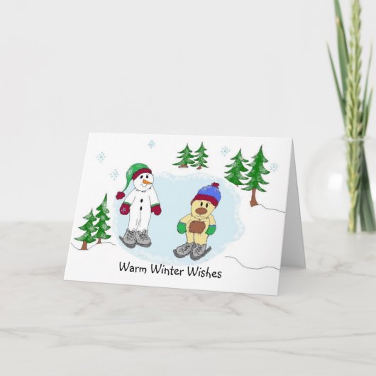 De warme Wensen van de Winter Feestdagen Kaart (Voorkant)
