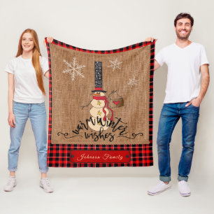 De warme Wensen van de Winter - Sneeuwman Fleece Deken