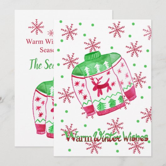 De warme Winter wenst de Sweater van Kerstmis Kaart (Voorkant / Achterkant)