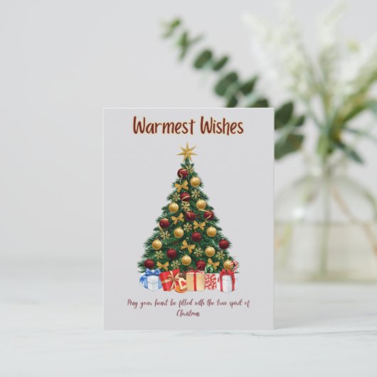 De warmste wensen dit kerstseizoen feestdagenkaart (Staand voorkant)