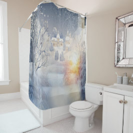 De warmte van de zon in de winter douchegordijn