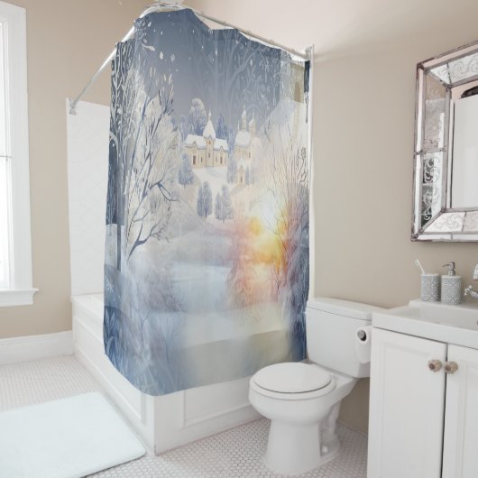 De warmte van de zon in de winter douchegordijn (In situ)