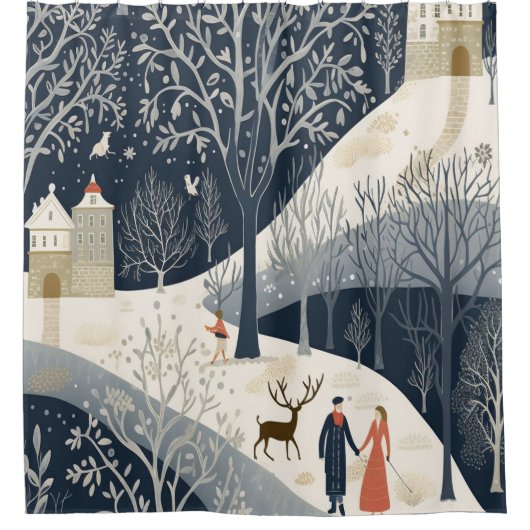 De warmte van de zon in de winter douchegordijn (Voorkant)