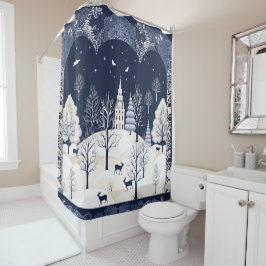 De warmte van de zon in de winter douchegordijn