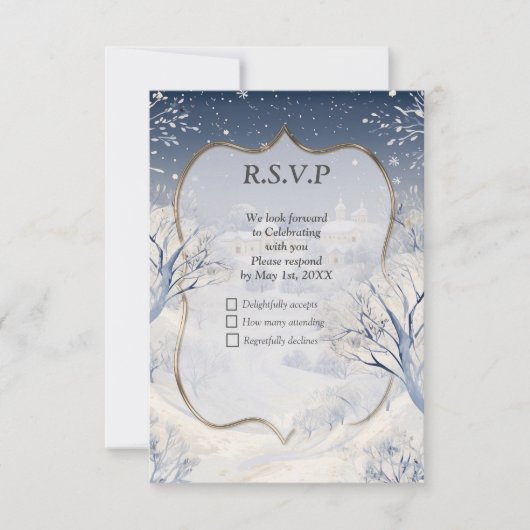 De warmte van de zon in de winter RSVP kaartje (Voorkant)