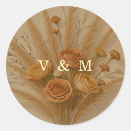 De warmte van een herfsttrouwfeest ronde sticker