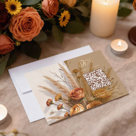 De warmte van herfst bruiloft QR code RSVP kaart