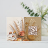 De warmte van herfst bruiloft QR code RSVP kaart (Staand voorkant)