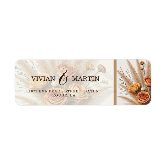 De warmte van het herfstbruiloftsadres etiket (Voorkant)