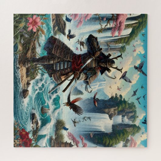 De Warrior tempel van de watervallen Jigsaw Puzzel (Horizontaal)