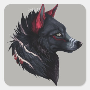 De Warrior Wolf Vierkante Sticker