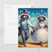 De wasbeer bruid en bruidegom briefkaart (Voorkant / Achterkant)