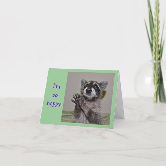 De wasbeer dankt u Notecard Bedankkaart (Voorkant)