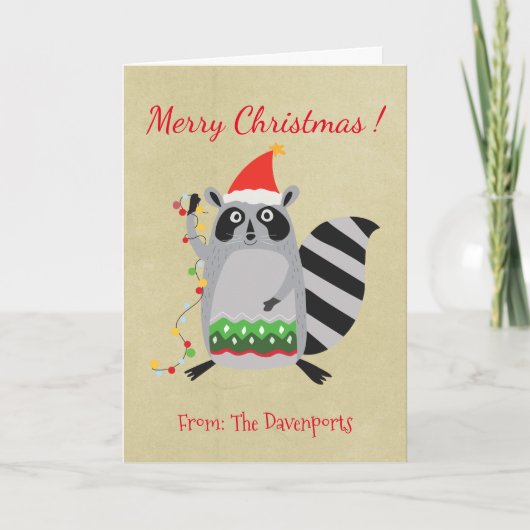 De wasbeer in het Pet van de Kerstman verwarde Feestdagen Kaart (Voorkant)