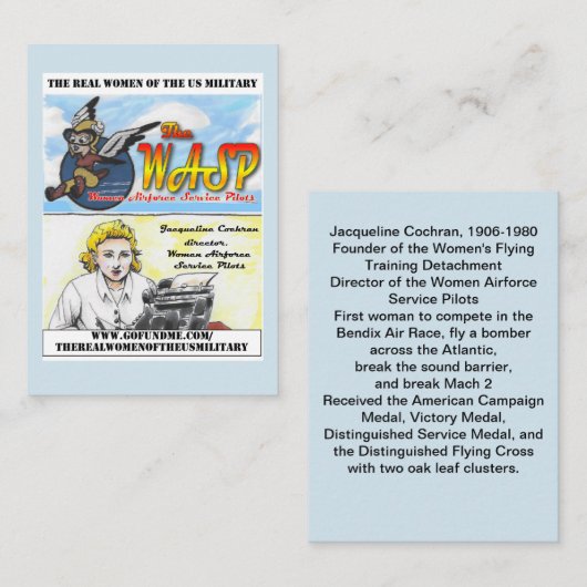 De WASP Jacqueline Cochran-handelskaart Visitekaartje (Voorkant / Achterkant)