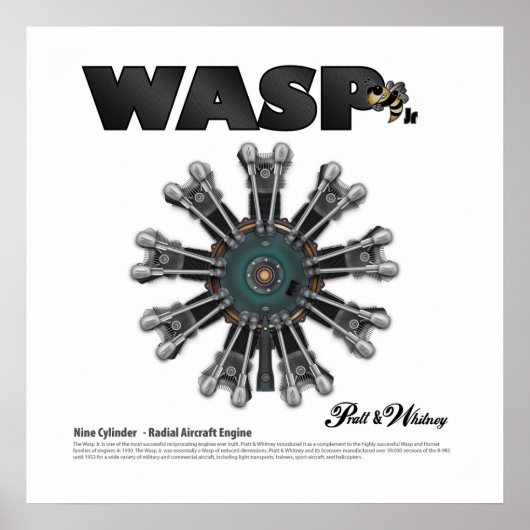 De "Wasp Jr." Radiale-engine Art Poster (Voorkant)