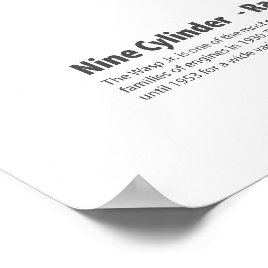 De "Wasp Jr." Radiale-engine Art Poster (Hoek)