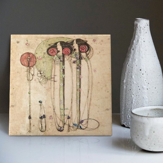 De Wassail Mackintosh Art Nouveau Wall Decor Cera Tegeltje