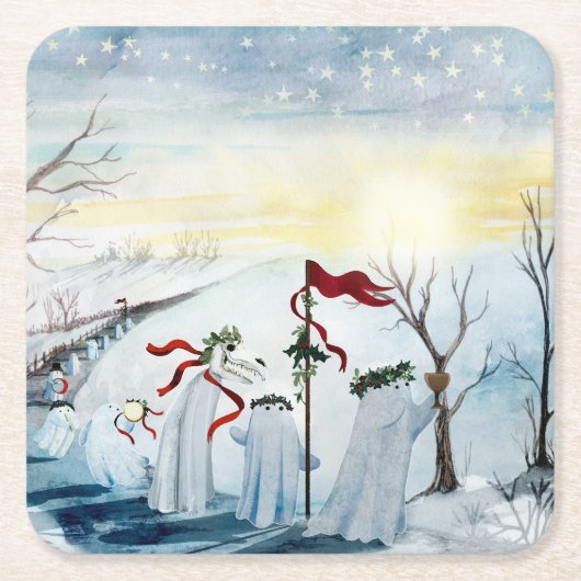 De Wassailing Geesten Kartonnen Onderzetters (Voorkant)