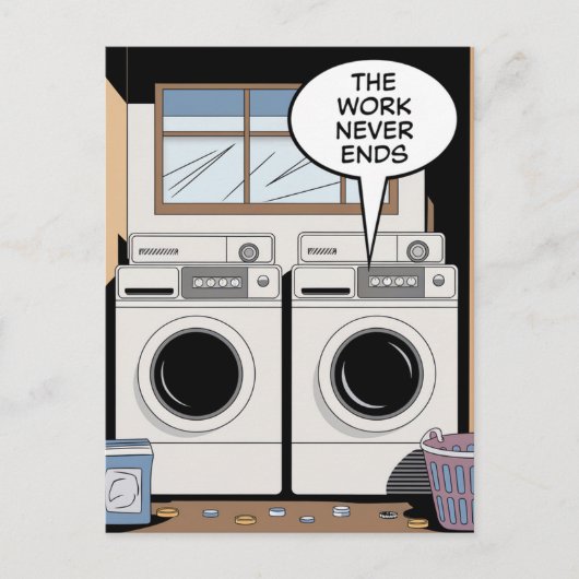 De wasserij eindigt nooit briefkaart (Voorkant)