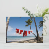De Wasserij van de kerstman op Strand Feestdagenkaart (Staand voorkant)