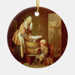 De wasvrouw keramisch ornament