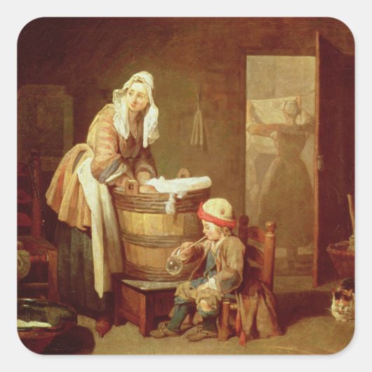 De wasvrouw vierkante sticker (Voorkant)