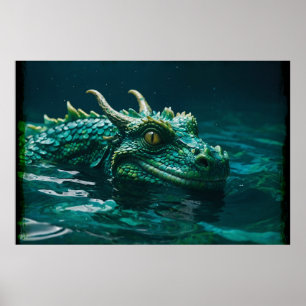 De Water Dragon Fantasy Kunst Poster