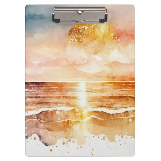 De Watercolor Beach Serie Ontwerp 1 Klembord (Voorkant)