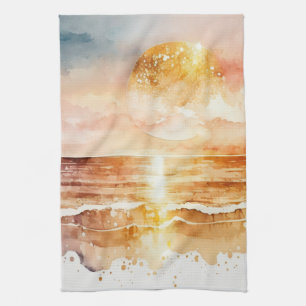 De Watercolor Beach Serie Ontwerp 1 Theedoek