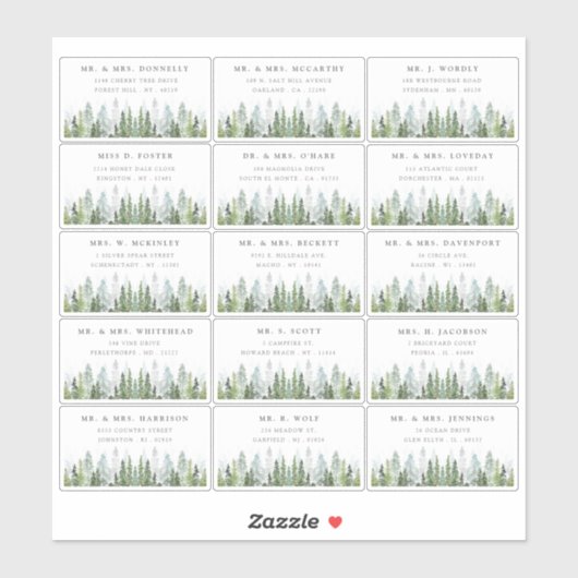De Watercolor Pine Tree Forest Trouwcollectie Sticker (Vel)