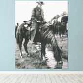 De watergatencowboy op paardendoek Print (Insitu (Houten vloer))