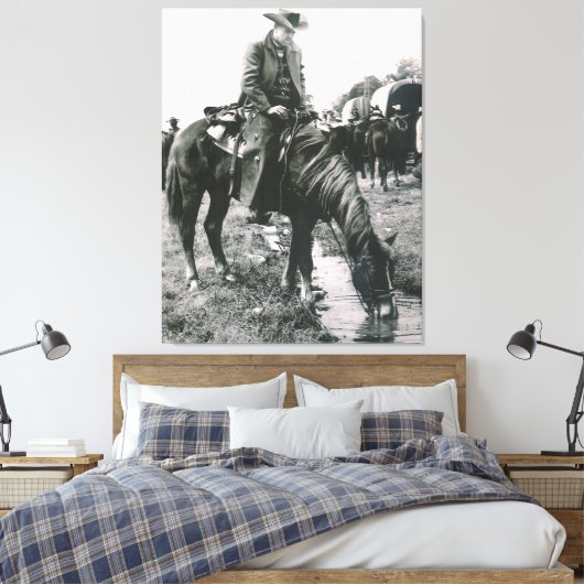 De watergatencowboy op paardendoek Print (Insitu (Slaapkamer))