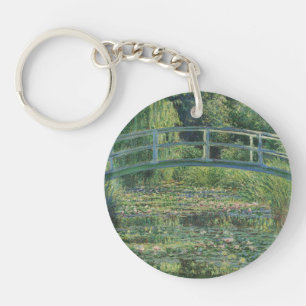 De Waterlelie Vijver, Landschap Olie Schilderij, M Sleutelhanger