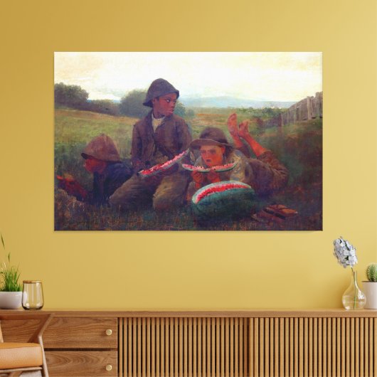 De Watermeloen Jongens - Homer Winslow Canvas Afdruk (Insitu (Woonkamer))