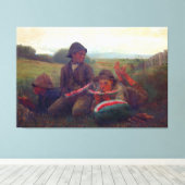 De Watermeloen Jongens - Homer Winslow Canvas Afdruk (Insitu (Houten vloer))
