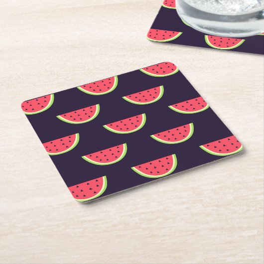De Watermeloen van het neon op Paars Patroon Kartonnen Onderzetters (Schuin)